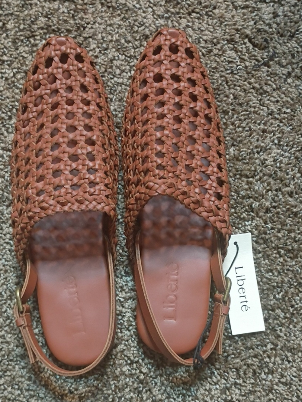 Liberte Woven Leather Slingback Mules - Tan